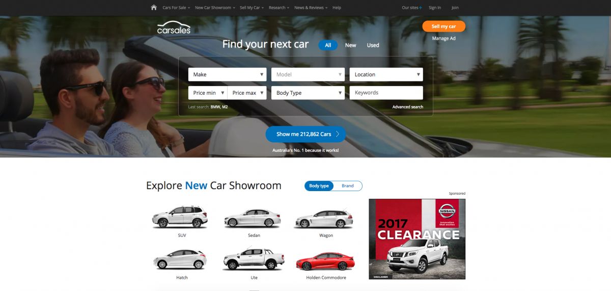 carsales.com.au home page