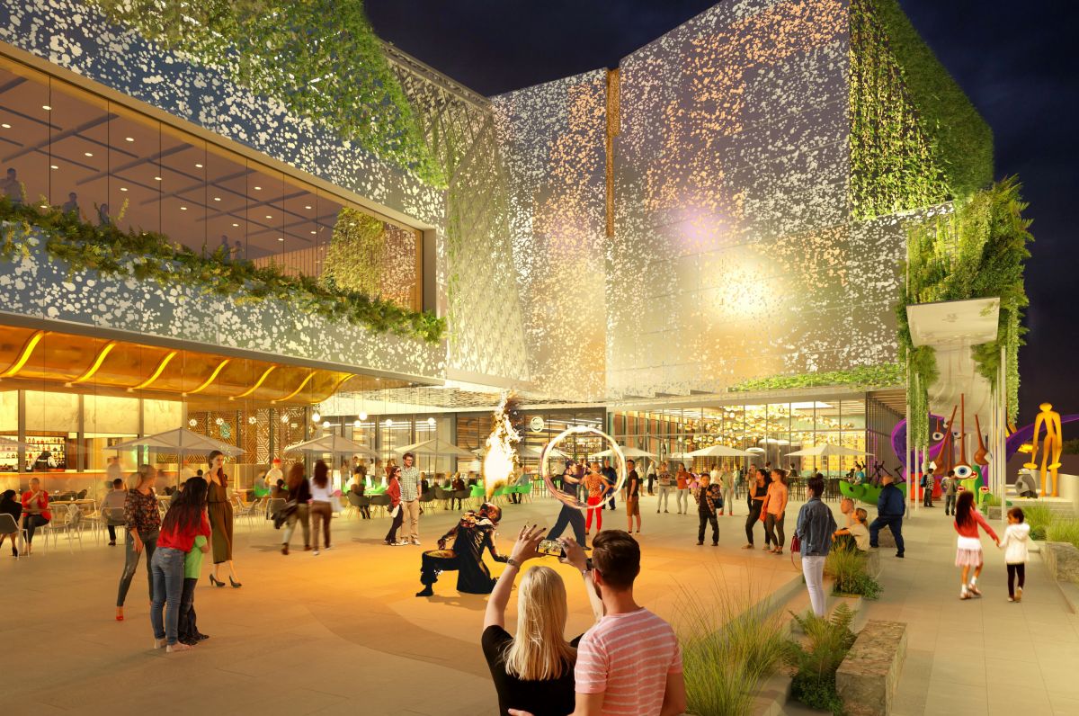 The upgraded shopping centre would include a station plaza, providing better connections to the nearby Macquarie University Station. Image: NH Architecture and Hames Sharley