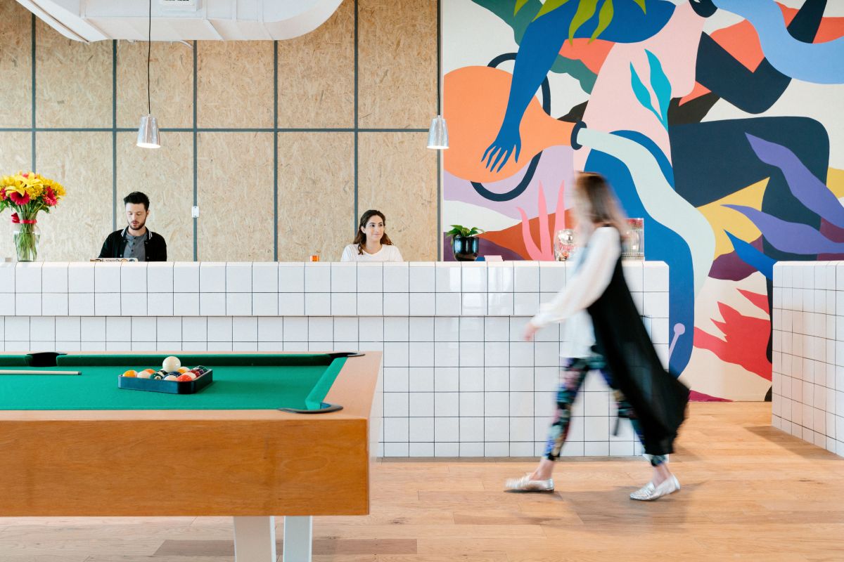 WeWork has an in-house team which creates bespoke artwork for their work spaces. Photo: WeWork