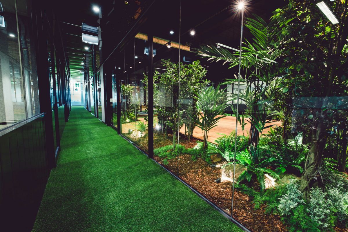 Even the floors of the common areas on The Jungle Floor are covered with artificial grass. Photo: Supplied