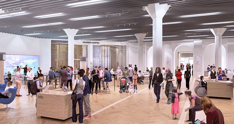 The new information centre will connect the four activity courtyards. (Image: Architectus)