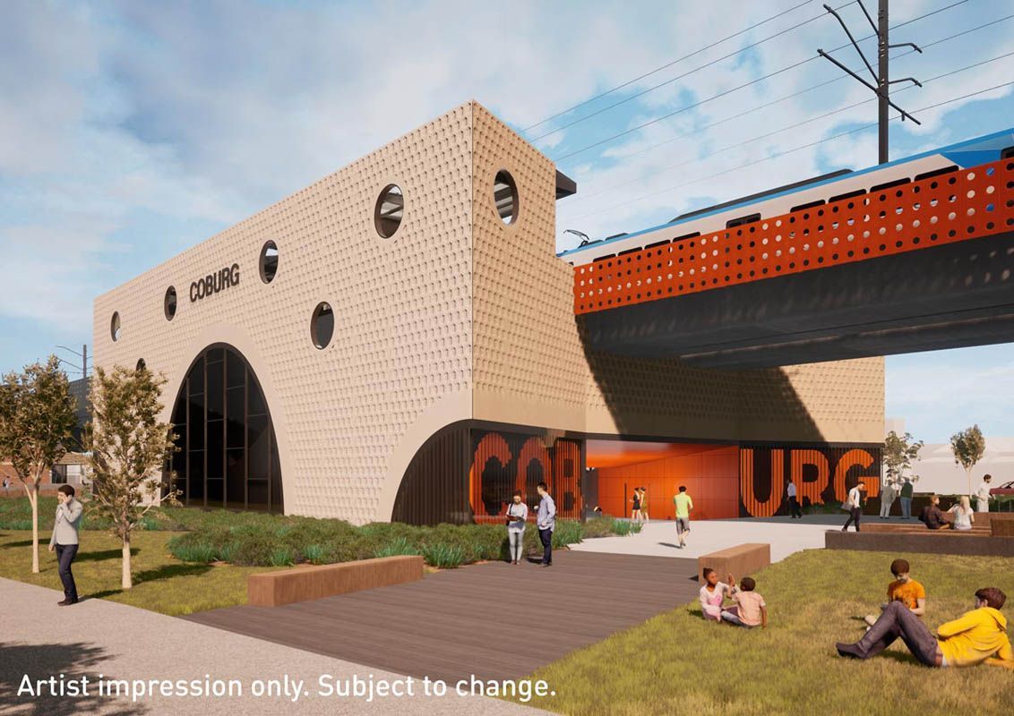 Artist impression of the new Coburg Station. (Image: State Government of Victoria)