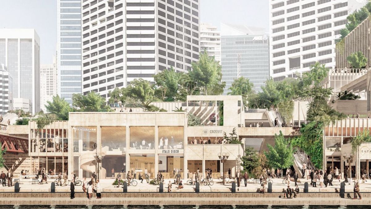 The retail offering in the podium section of the proposal forms part of the public realm, with public parks and walkways woven through the permeable ground plane.